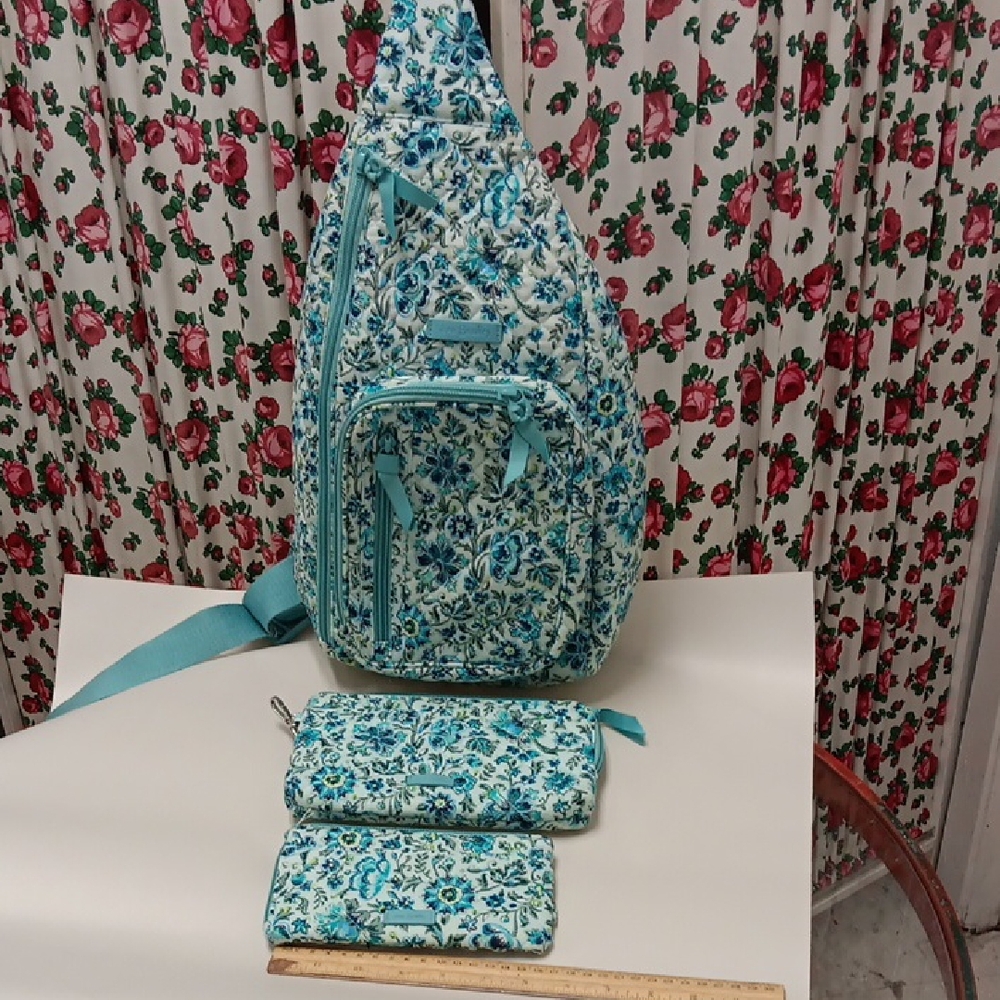 Vera Bradley Teal Floral Backpack Set